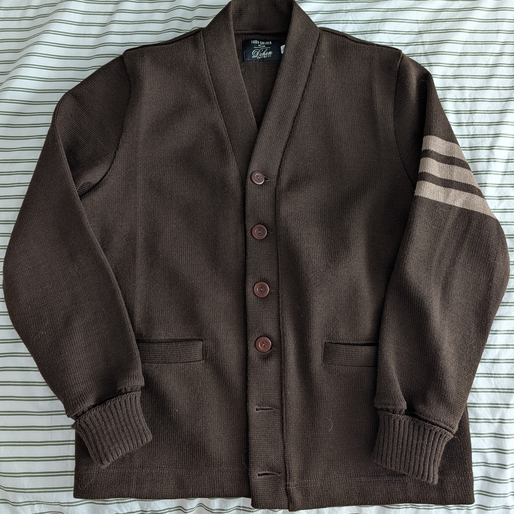 Todd Snyder Brown Shawl Collar Cardigan with Arm Stripe